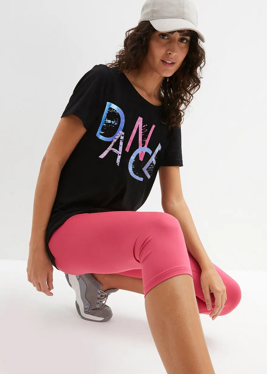 Bonprix T-Shirt Mit Retro-Print DANCE - Schwarz - Damen