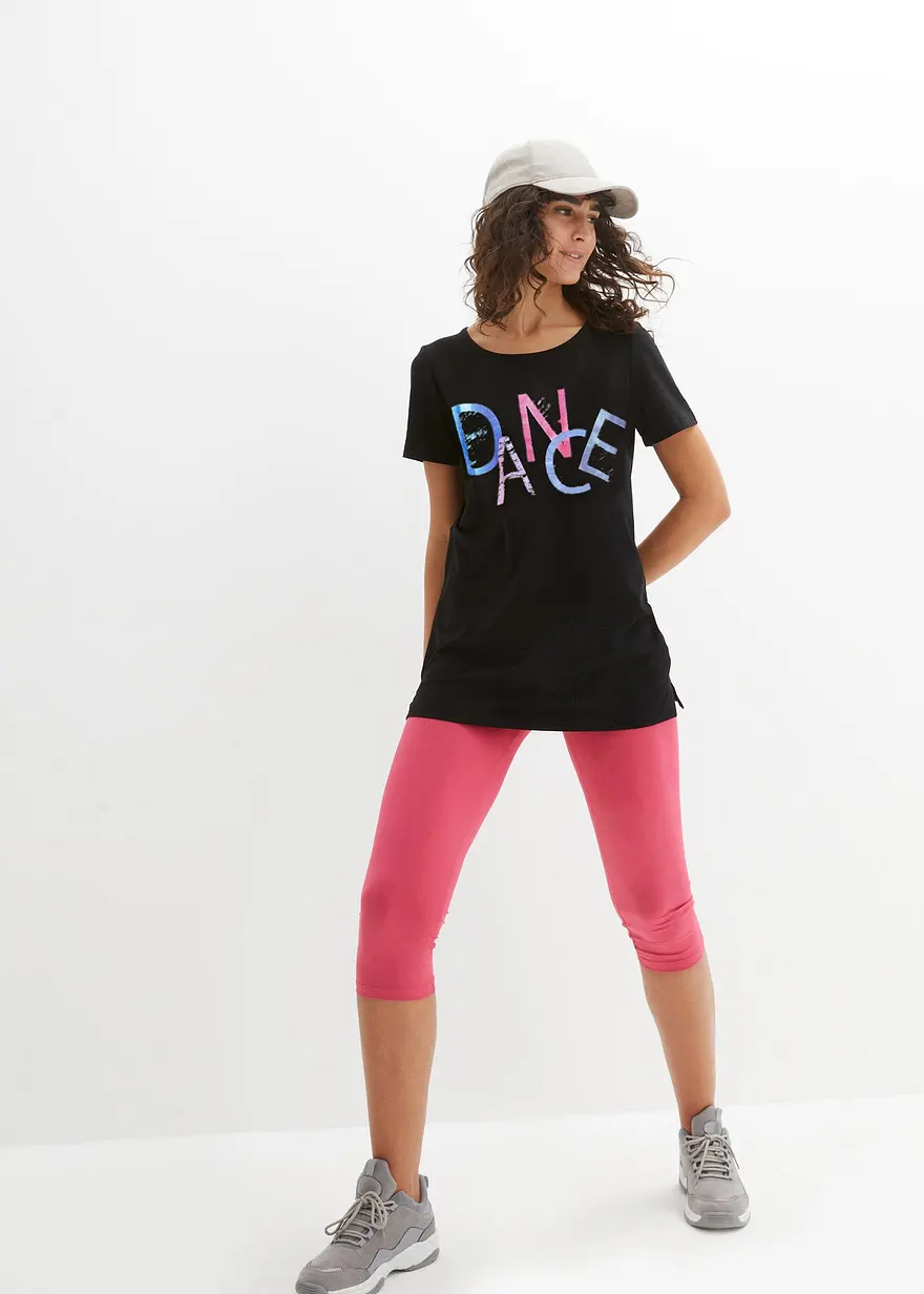 Bonprix T-Shirt Mit Retro-Print DANCE - Schwarz - Damen