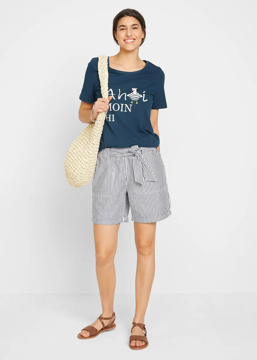 Bonprix T-Shirt Mit Rundhalsausschnitt Und Einem Maritimen Statement-Druck