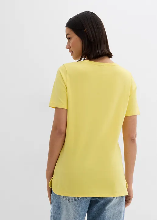 Bonprix T-Shirt Mit Tiefem V-Ausschnitt Und Rundsaum Mit Seitenschlitzen