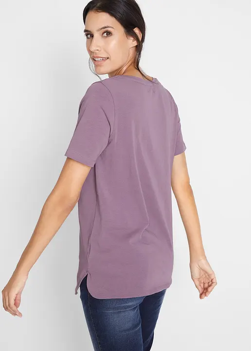 Bonprix T-Shirt Mit Tiefem V-Ausschnitt Und Rundsaum Mit Seitenschlitzen