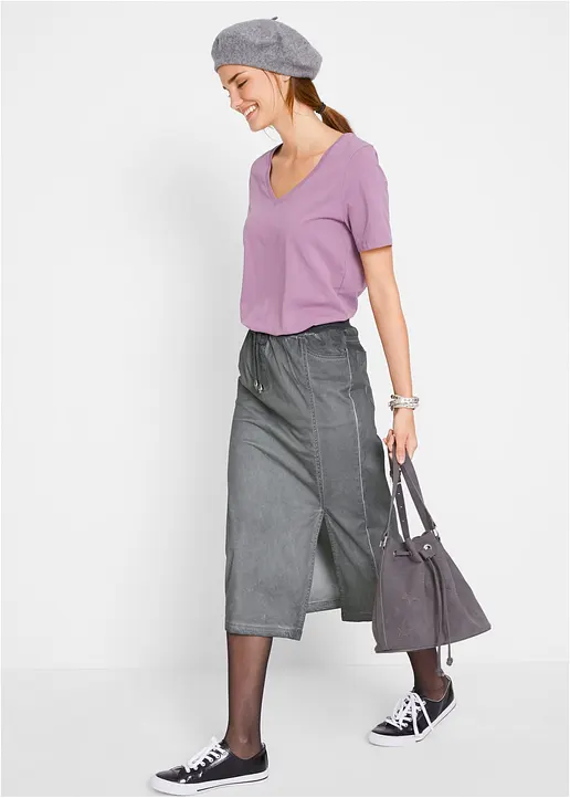 Bonprix T-Shirt Mit Tiefem V-Ausschnitt Und Rundsaum Mit Seitenschlitzen