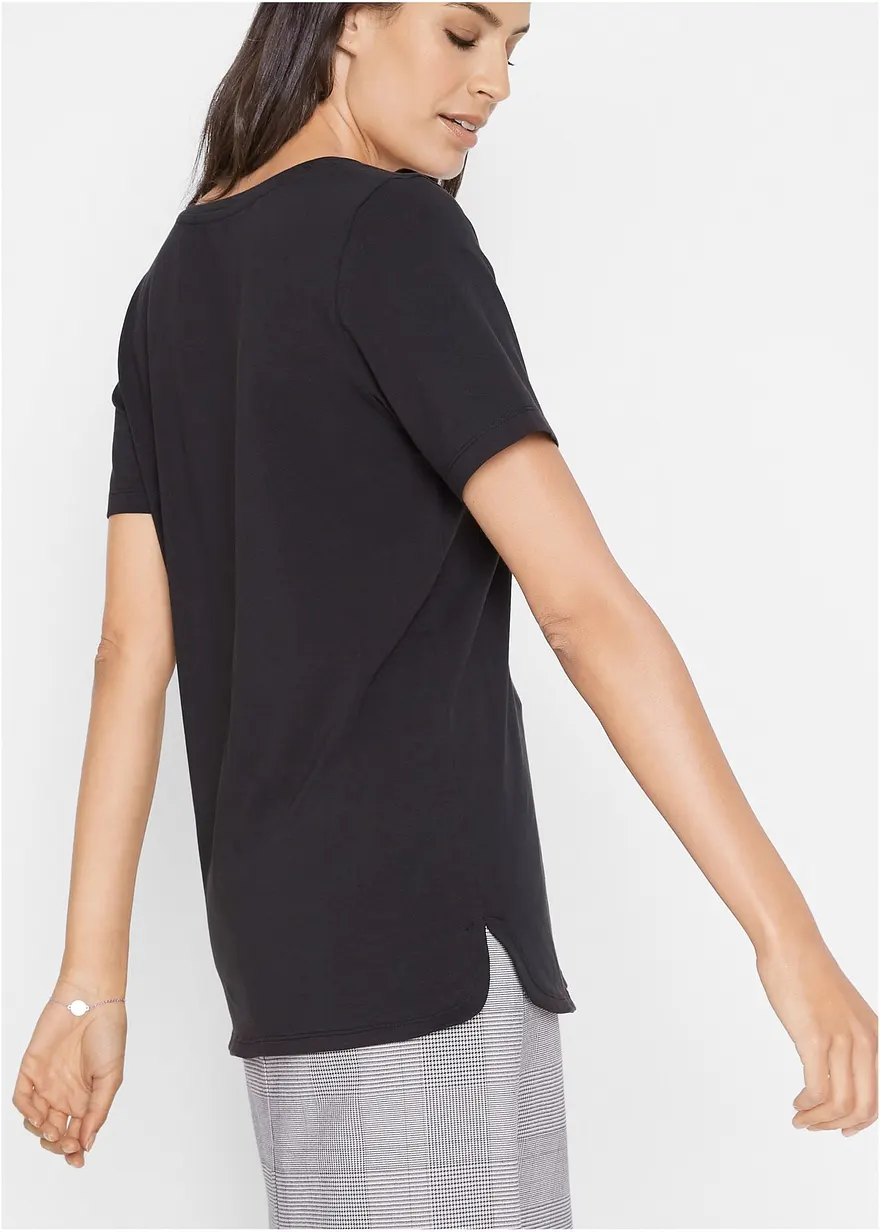 Bonprix T-Shirt Mit Tiefem V-Ausschnitt Und Rundsaum Mit Seitenschlitzen