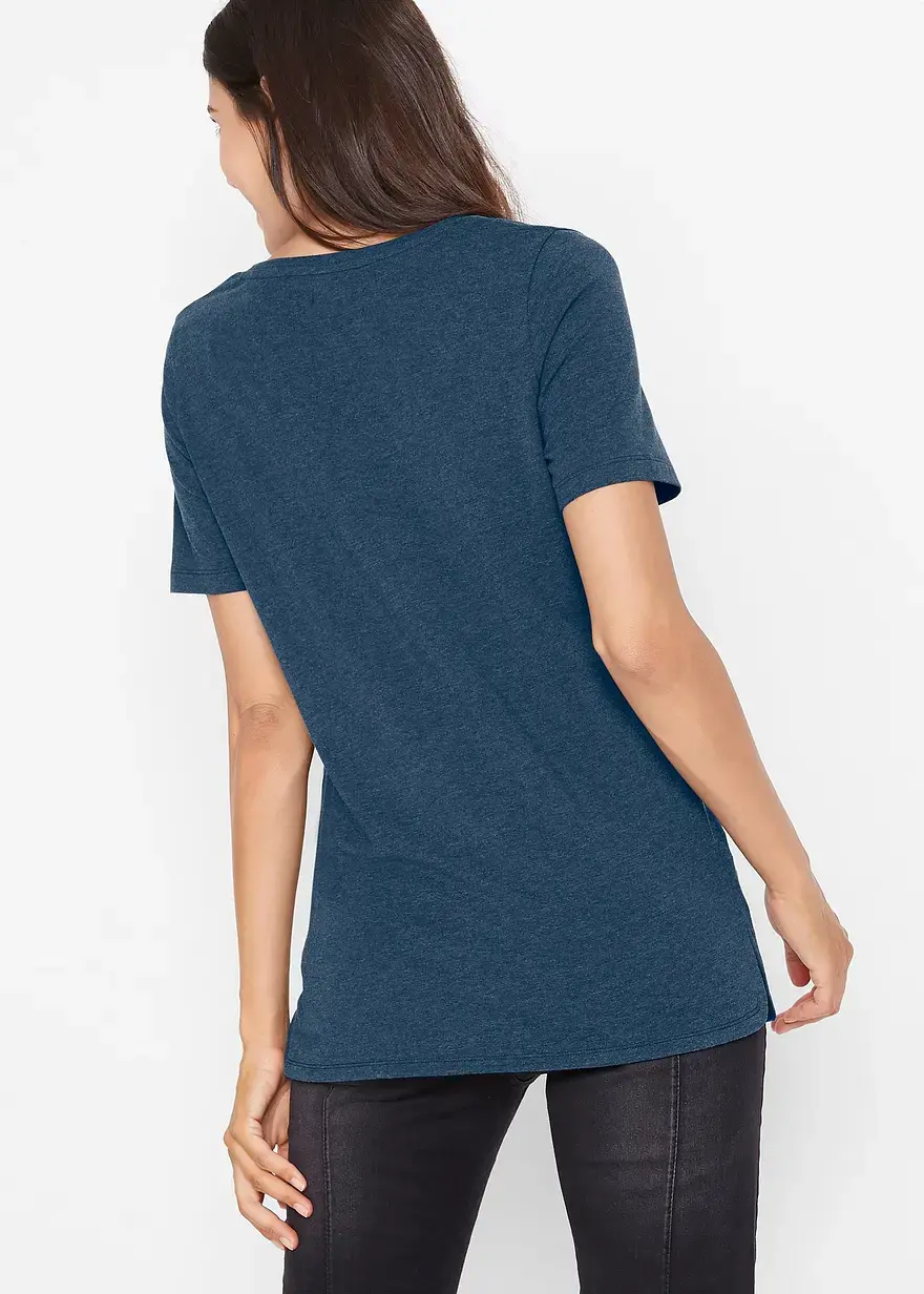 Bonprix T-Shirt Mit Tiefem V-Ausschnitt Und Rundsaum Mit Seitenschlitzen