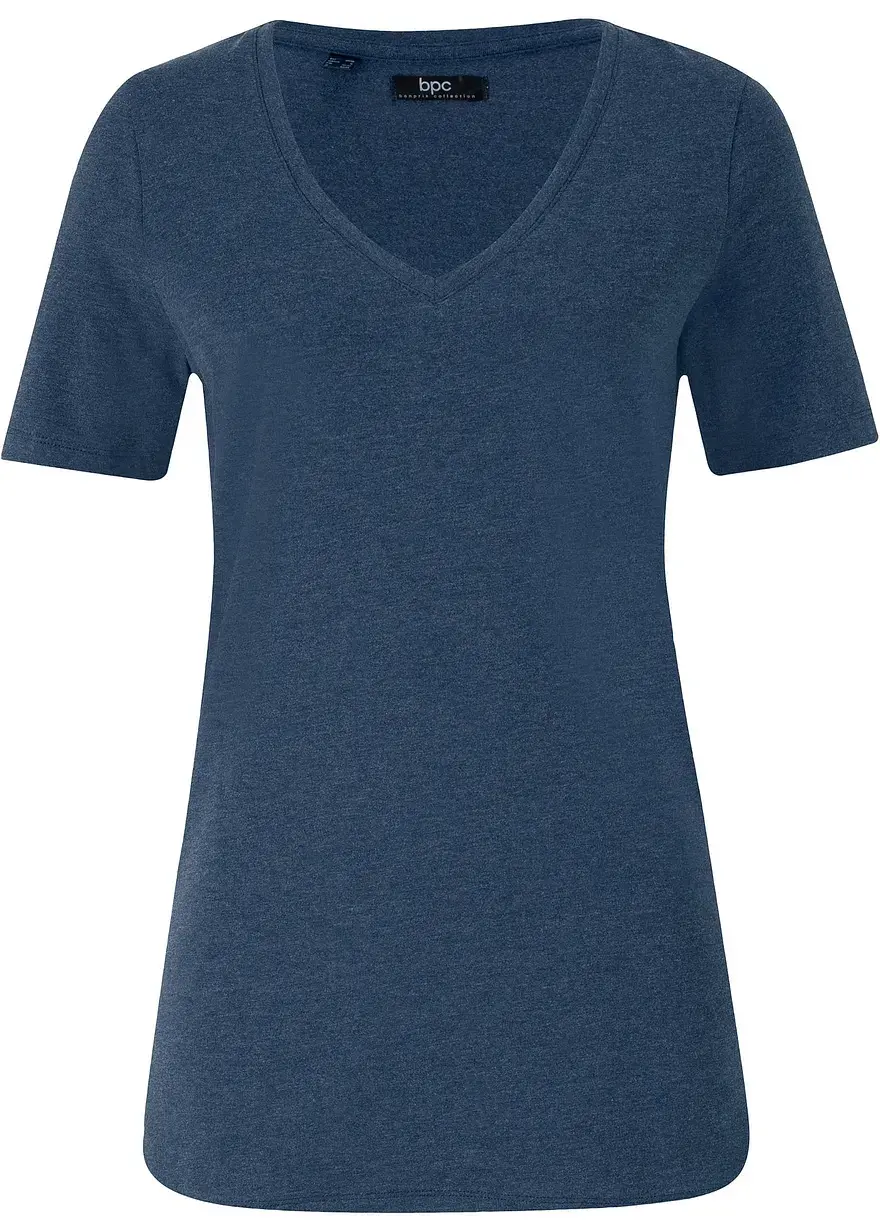 bonprix T-Shirt mit tiefem V-Ausschnitt und Rundsaum mit Seitenschlitzen