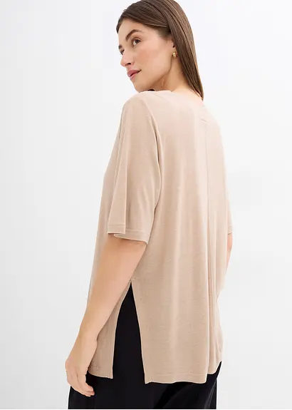 Bonprix T-Shirt Mit Vertikalem Cut-and-Sew-Detail Mittig Auf Der Vorderseite Und Schlitzen In Der Seitennaht