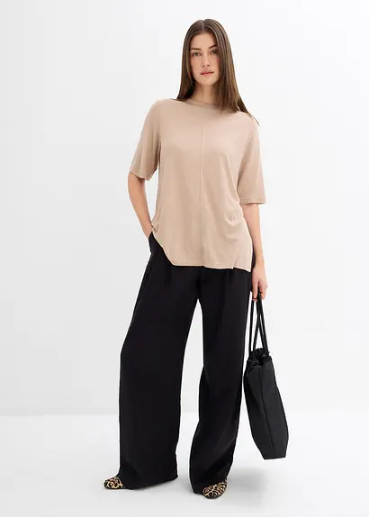 Bonprix T-Shirt Mit Vertikalem Cut-and-Sew-Detail Mittig Auf Der Vorderseite Und Schlitzen In Der Seitennaht