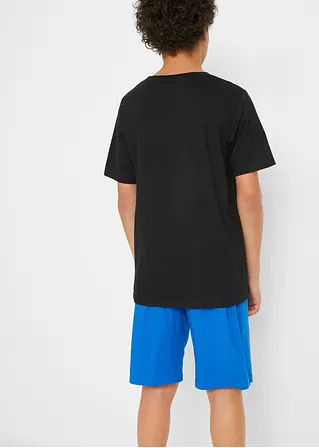 Bonprix T-Shirt Und Bermuda Mit Coolem Print - Schwarz+azurblau