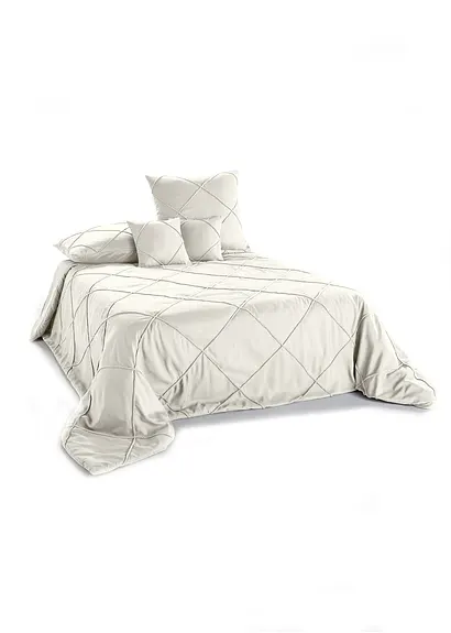 Bonprix Tagesdecke Mit Rechtecken - Beige - Wohnen & Garten