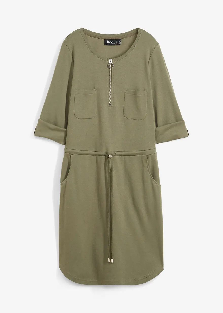bonprix Taillenbetonendes Baumwoll-Shirtkleid mit verstellbarer Ärmellänge und Taschen