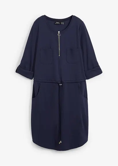bonprix Taillenbetonendes Baumwoll-Shirtkleid mit verstellbarer Ärmellänge und Taschen