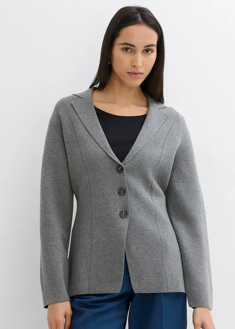 Bonprix Taillierter Strickblazer Mit Abfallendem Revers Und Einem Einreihigen Verschluss