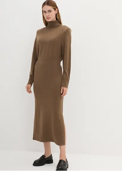 Bonprix Tailliertes Rollkragenkleid Aus Reiner Merinowolle In Premium Qualität