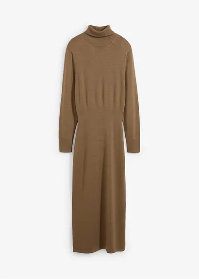 bonprix tailliertes Rollkragenkleid aus reiner Merinowolle in Premium Qualität