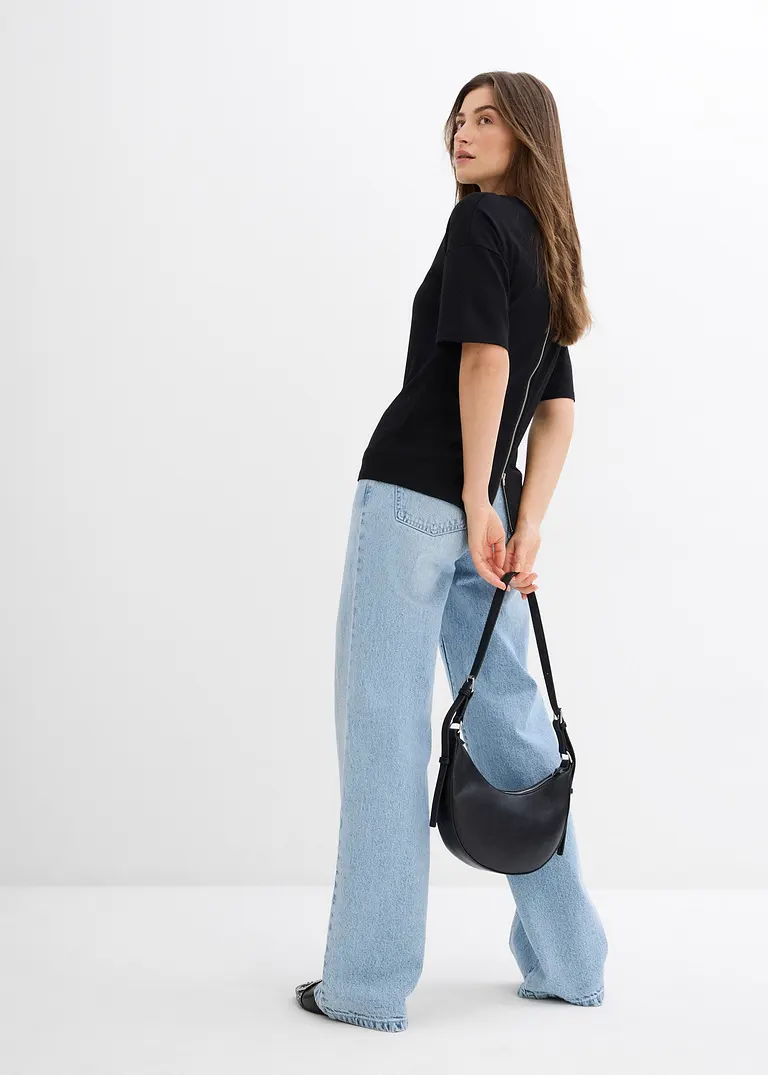 Bonprix Tailliertes T-Shirt Mit Kurzen Ärmeln Und Reißverschluss Hinten