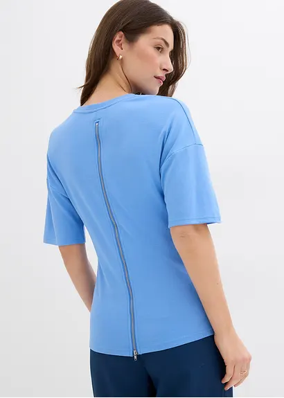 Bonprix Tailliertes T-Shirt Mit Kurzen Ärmeln Und Reißverschluss Hinten