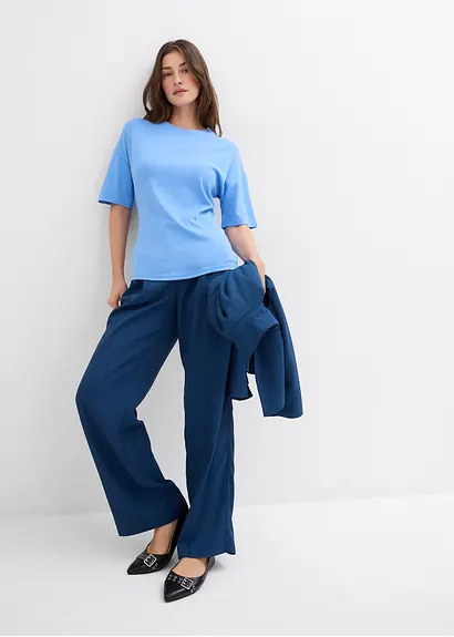 Bonprix Tailliertes T-Shirt Mit Kurzen Ärmeln Und Reißverschluss Hinten