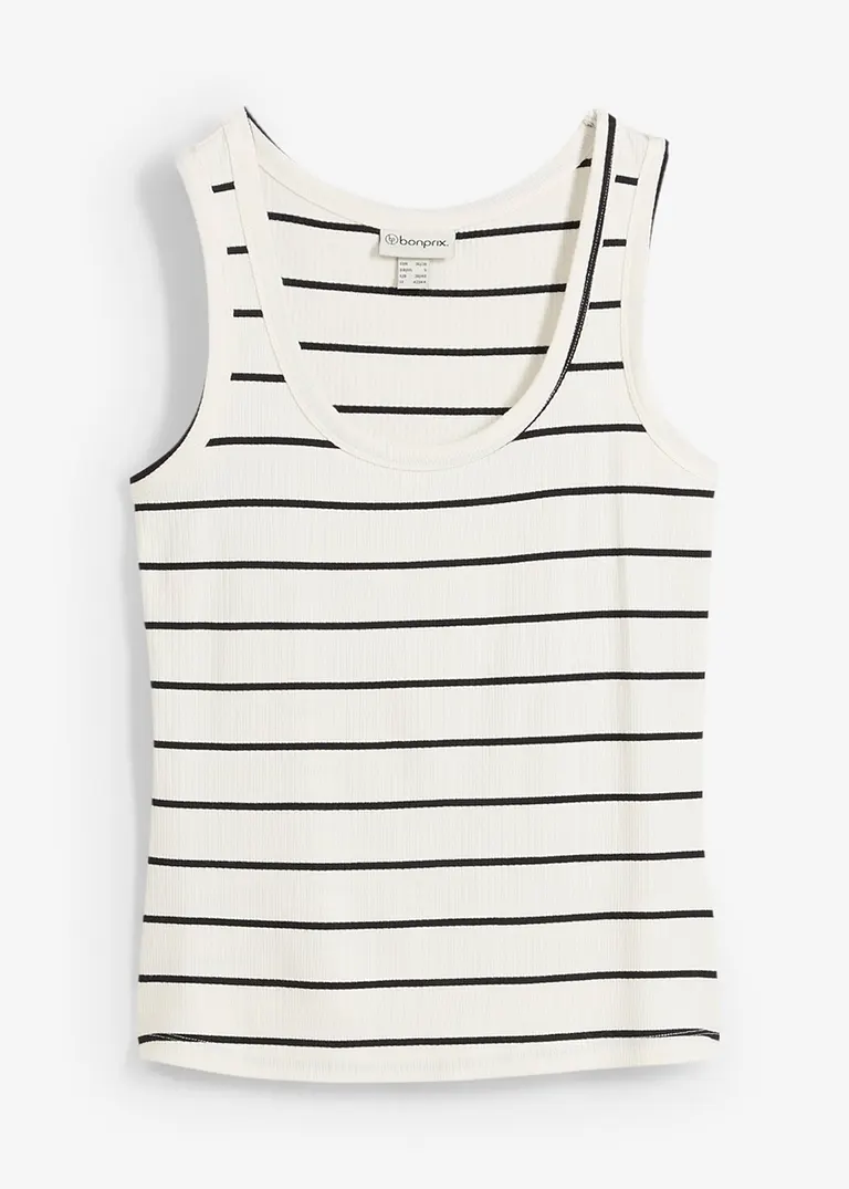 bonprix Tanktop mit leicht eingestelltem Trägern am Rücken - weiß - Damen