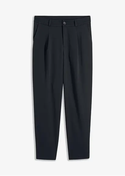 bonprix Tapered 7/8-Hose mit Riegel am Saum - schwarz - Damen