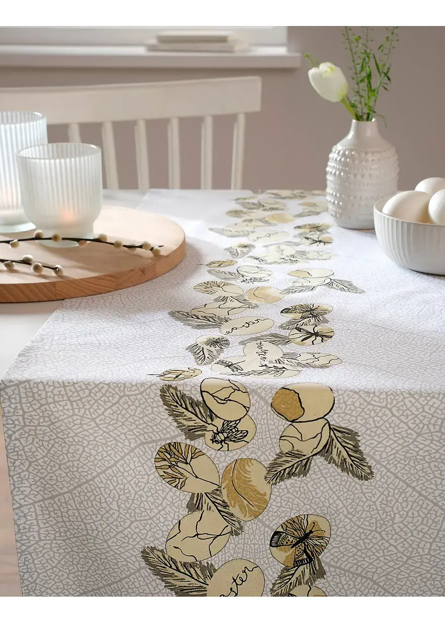 Bonprix Tischdeko Mit Frühlingsdruck Und österlichem Touch - Weiß