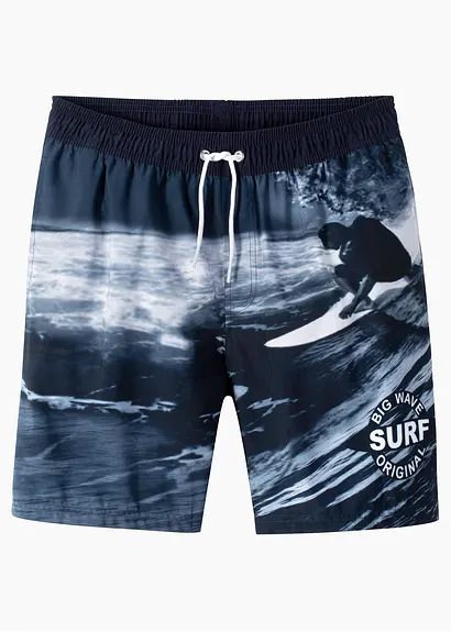 bonprix Tolle Badeshorts mit Surfer-Print - blau - Kinder