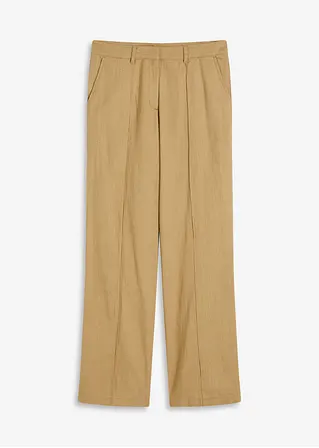 bonprix Tolle Highwaist-Bundfaltenhose mit Leinen - braun