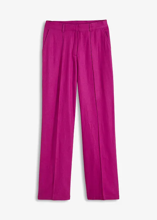 bonprix Tolle Highwaist-Bundfaltenhose mit Leinen - lila