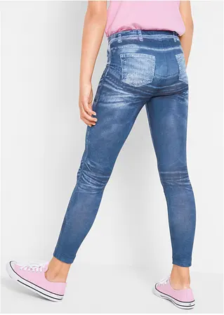 Bonprix Tolle Mädchen Leggings Mit Angesagtem Denimdruck - Blau