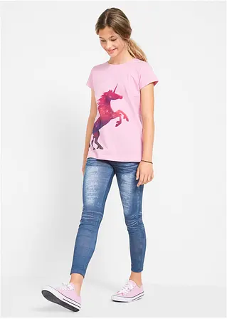 Bonprix Tolle Mädchen Leggings Mit Angesagtem Denimdruck - Blau