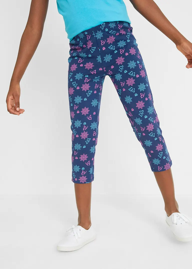 Bonprix Tolle Mädchen Leggings Mit Print - Mitternachtsblau+türkis