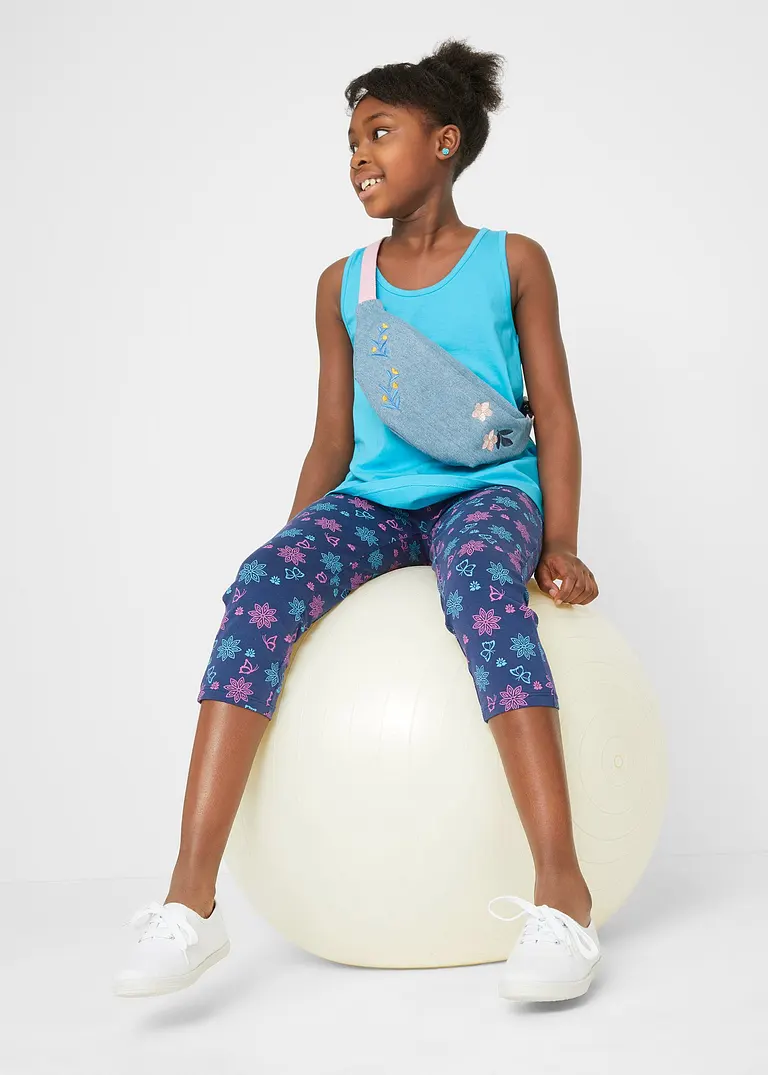 Bonprix Tolle Mädchen Leggings Mit Print - Mitternachtsblau+türkis