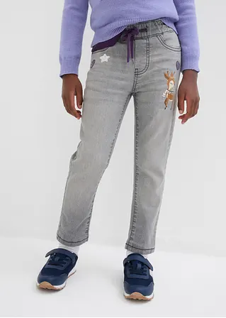Bonprix Tolle Mädchen Thermojeans Mit Süßem Print - Grau