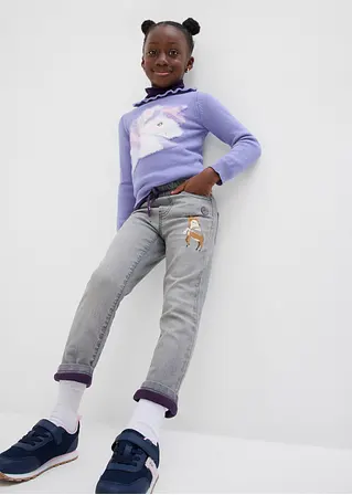 Bonprix Tolle Mädchen Thermojeans Mit Süßem Print - Grau