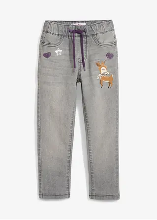 bonprix Tolle Mädchen Thermojeans mit süßem Print - grau
