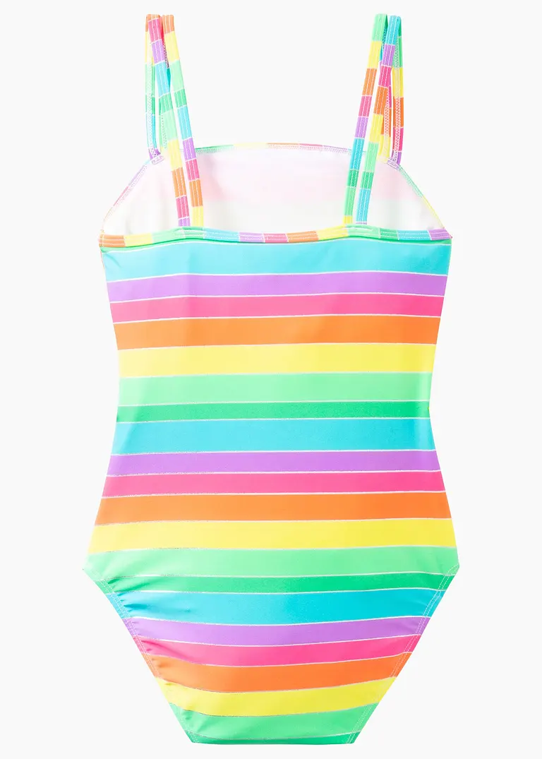 Bonprix Toller Badeanzug Mit Bunten Und Metallic-Streifen - Pink - Kinder