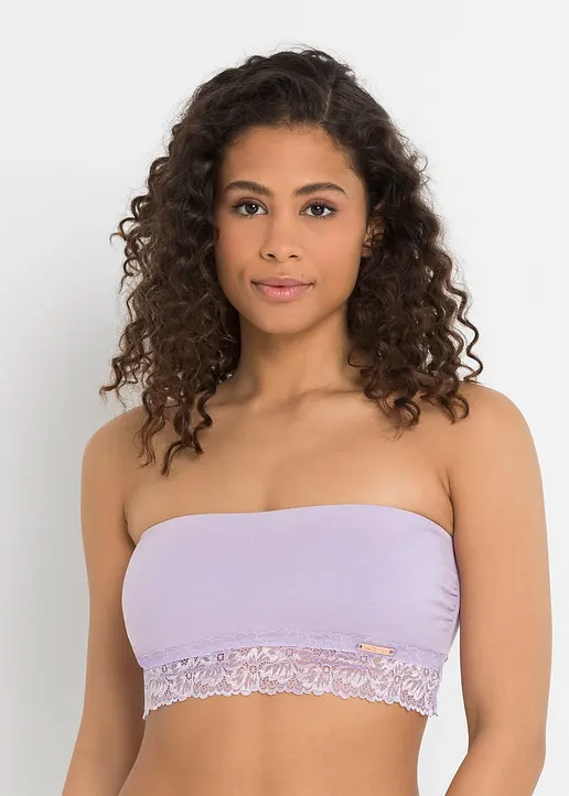 Bonprix Toller Bandeau BH (2er Pack) Mit Bio-Baumwolle Und Spitze - Damen