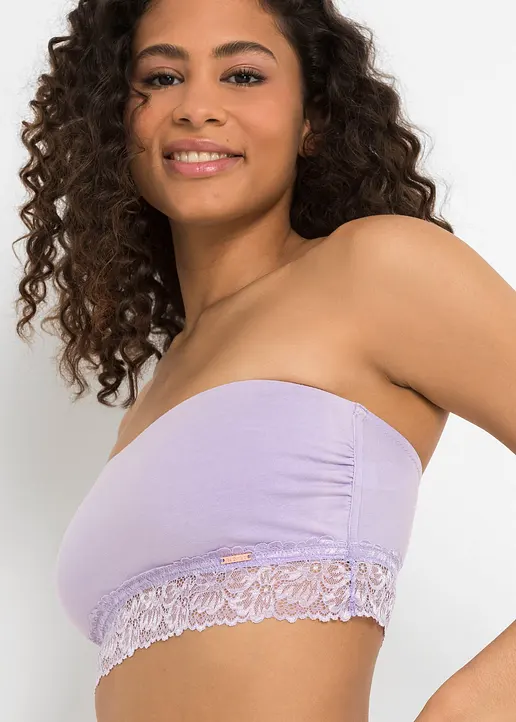 Bonprix Toller Bandeau BH (2er Pack) Mit Bio-Baumwolle Und Spitze - Damen