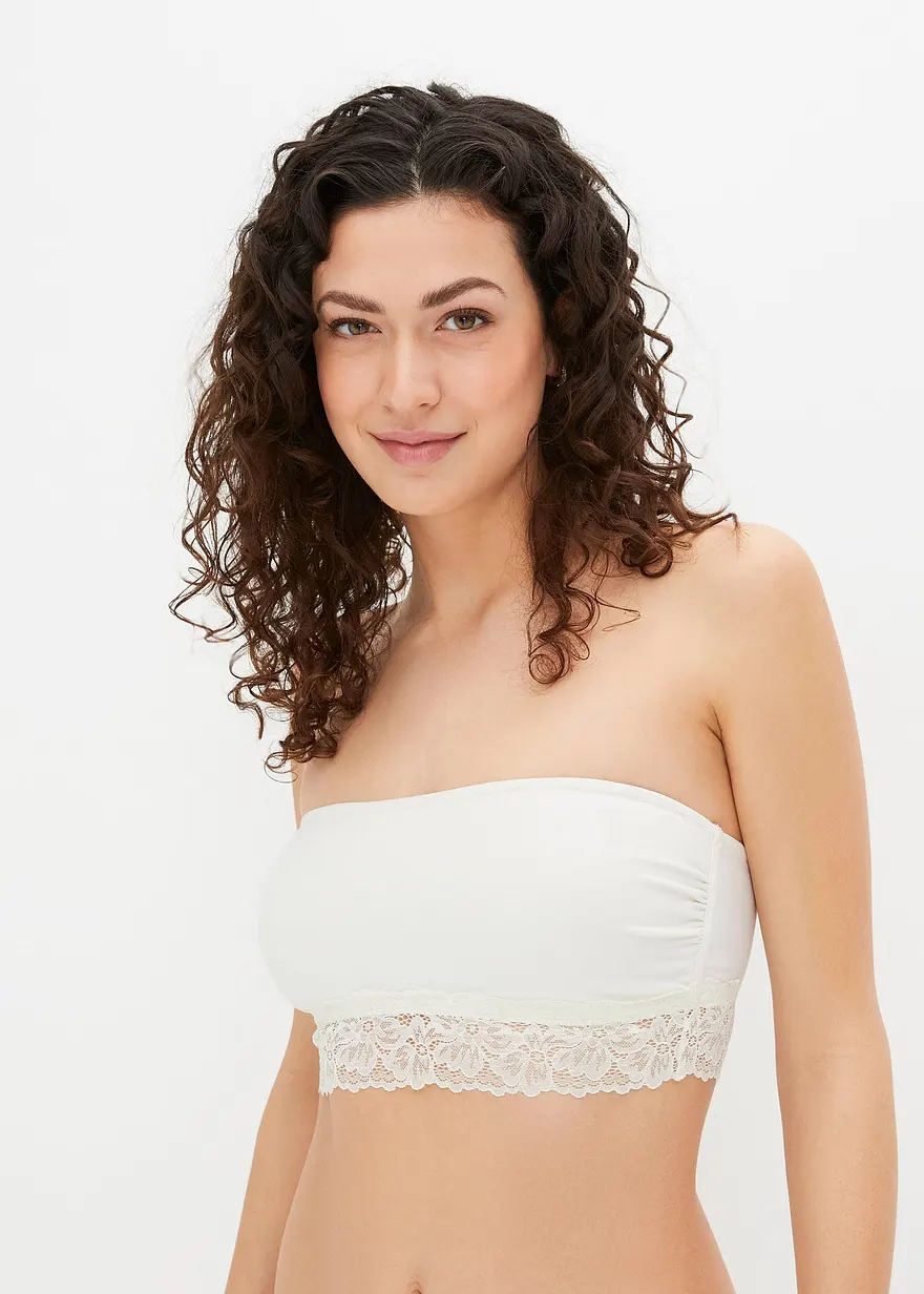 Bonprix Toller Bandeau BH (2er Pack) Mit Bio-Baumwolle Und Spitze - Damen