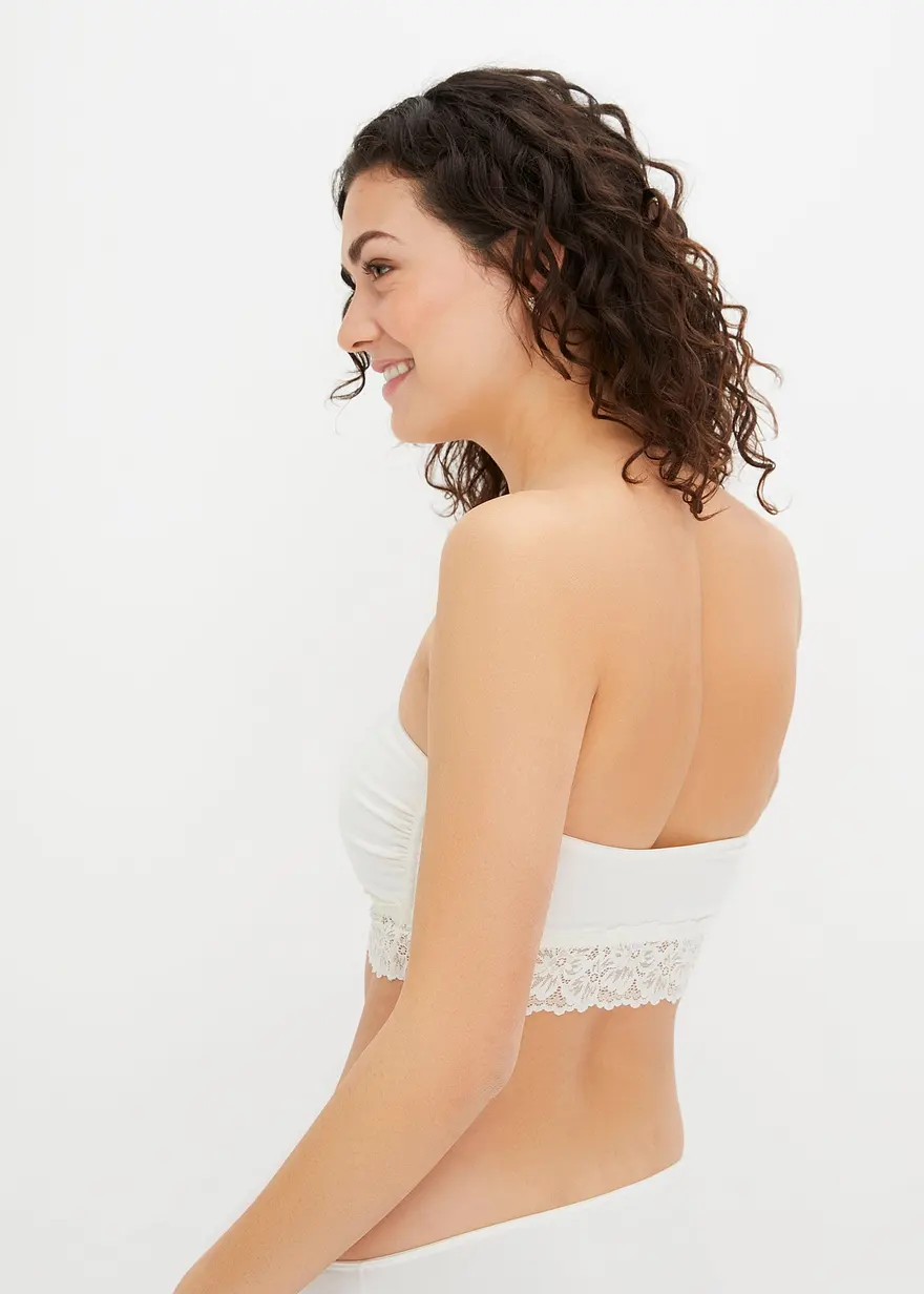 Bonprix Toller Bandeau BH (2er Pack) Mit Bio-Baumwolle Und Spitze - Damen
