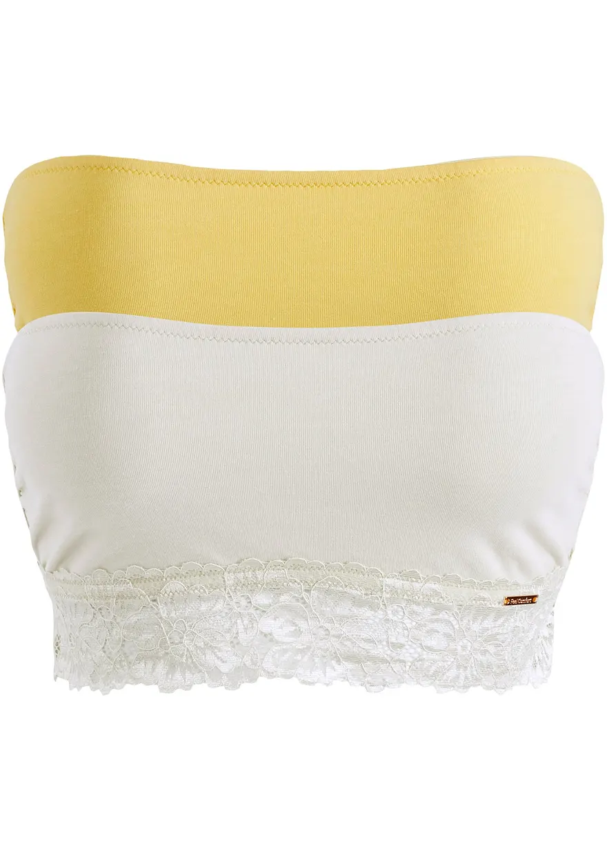 bonprix Toller Bandeau BH (2er Pack) mit Bio-Baumwolle und Spitze - Damen