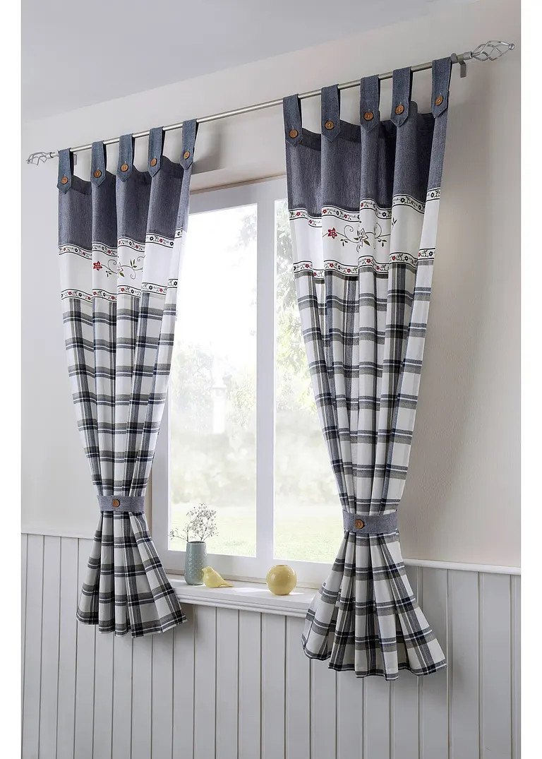 Bonprix Toller Landhaus-Vorhang Mit Karomuster Inkl. Raffhalter