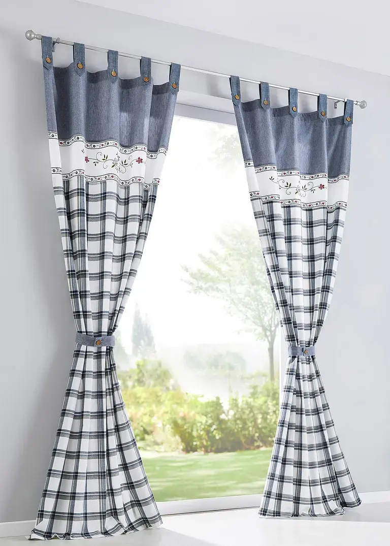 bonprix Toller Landhaus-Vorhang mit Karomuster inkl. Raffhalter