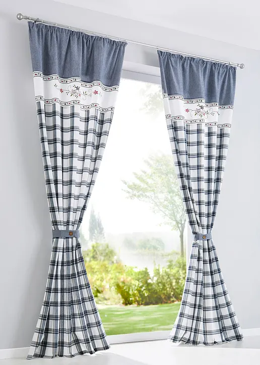 bonprix Toller Landhaus-Vorhang mit Karomuster inkl. Raffhalter