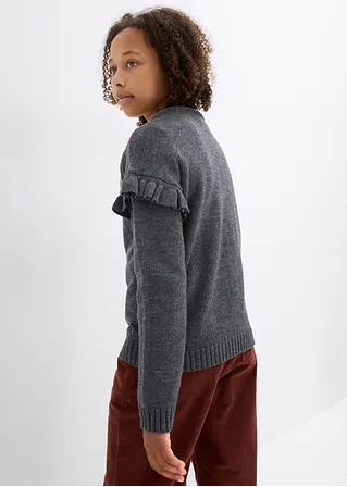 Bonprix Toller Mädchen Strickpullover Mit Pailletten - Grau