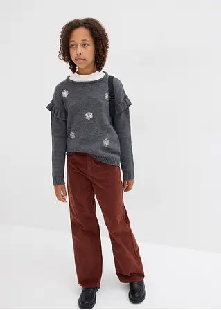 Bonprix Toller Mädchen Strickpullover Mit Pailletten - Grau