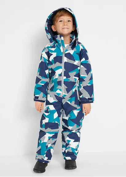 Bonprix Toller Schneeoverall Mit Coolem Print - Blau - Kinder