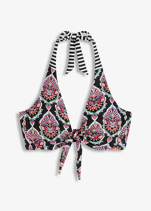 bonprix Tolles Bikinioberteil mit schönem Druck - schwarz Cup C - Damen