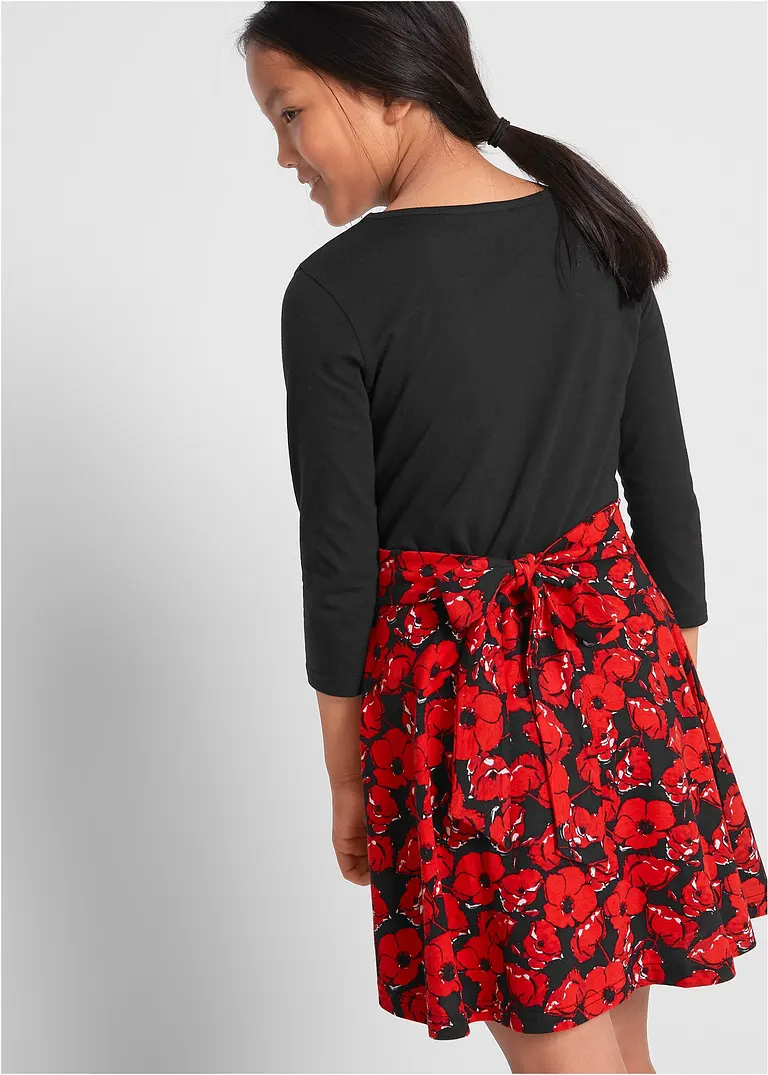 Bonprix Tolles Mädchen Kleid Mit Blumenmuster - Schwarz