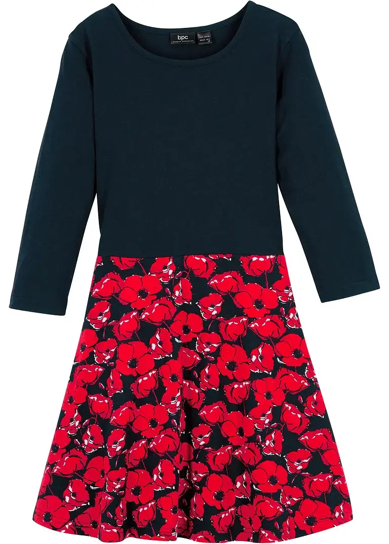 bonprix Tolles Mädchen Kleid mit Blumenmuster - schwarz
