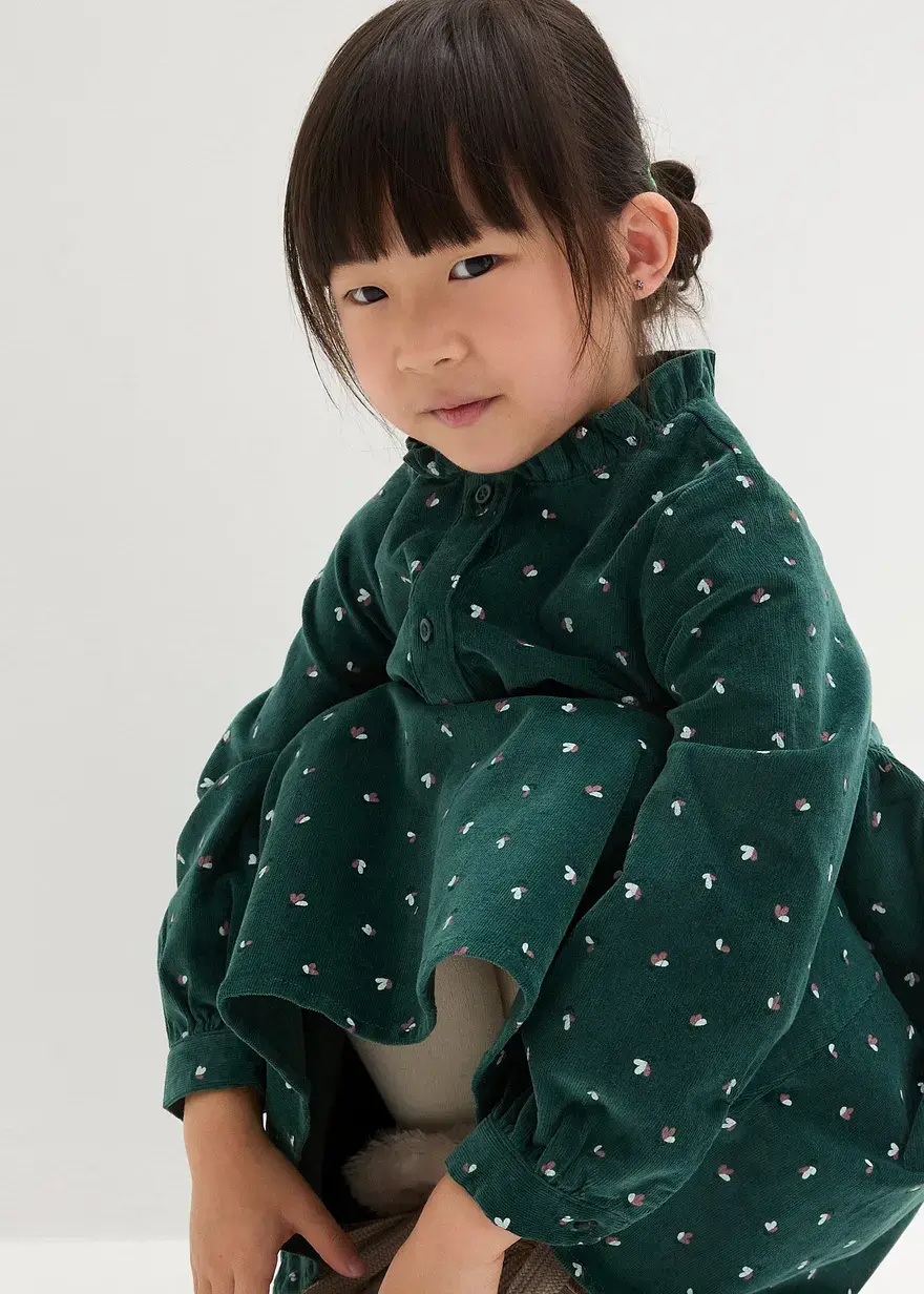 Bonprix Tolles Mädchenkleid Aus Cord Mit Knopfleiste - Grün